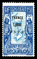 ** N°288, 1F50 Bleu Et Bleu-pâle Surchargé 'FRANCE LIBRE F.N.F.L'. SUP. R. (signé... - Ungebraucht