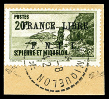 O N°273, 20F Vert Olive Surchargé 'FRANCE LIBRE F.N.F.L' Sur Son Support. SUP. R. (signé... - Unused Stamps