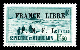 * N°266, 1f 50 Vert-bleu Surchargé 'FRANCE LIBRE F.N.F.L'. TTB. R. (signé Scheller/certificat)  ... - Unused Stamps