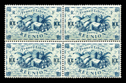 ** N°234a, 10c Bleu, Double Impression De La Valeur En Bloc De Quatre. SUP (certificat)   Cote: 1056 Euros  ... - Unused Stamps