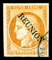 O N°11a, 40c Orange: Sans Accent Sur Le E De REUNION, R.R.R (signé Calves/certificat)   Cote: 3000 Euros... - Used Stamps