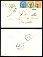 O Aigle, Affranchissement Tricolore (10c Bistre + 20c Bleu +40c Orange) Obl Losange De Points Et Cachet Circulaire... - Used Stamps