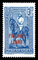 ** N°243, 3c Bleu Surchargé 'FRANCE LIBRE', TTB (signé Scheller)   Cote: 220 Euros  ... - Unused Stamps