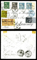O N°14, 15, 15a, 17, 18, 19 X2 Sur Lettre Recommandée Pour Annonay, 1893. SUP (certificat)    ... - Gebruikt