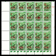 ** N°28a, 0.50 Sur 20c Vert-jaune, Surcharge Renversée Sur Panneau De 25 Exemplaires. SUP (certificat)  ... - Portomarken