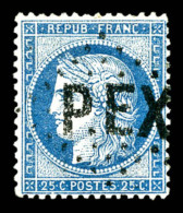 O N°60, 25c Bleu Obl 'P.E.X'. SUP. R. (certificat)     Qualité: O - 1871-1875 Cérès