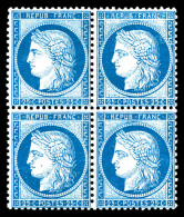 ** N°60, 25c Bleu En Bloc De Quatre (2ex*), Fraîcheur Postale (signé Calves/certificat)    ... - 1871-1875 Ceres