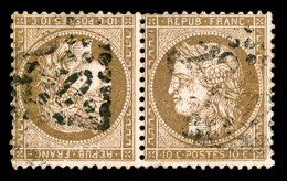 O N°58c, 10c Brun Foncé Sur Rose Pâle En Paire Tête-bêche Horizontale, R, TTB... - 1871-1875 Ceres