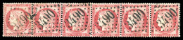 O N°57, 80c Rose, Bande De Six Horizontale (1ex Froissure). SUP     Qualité: O - 1871-1875 Cérès