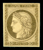 * N°56b, 30c Brun Non Dentelé, Fraîcheur Postale, SUP (signé Brun/certificat)   Cote: 750... - 1871-1875 Ceres
