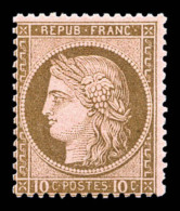 ** N°54, 10c Brun Sur Rose, Fraîcheur Postale, SUP (certificat)     Qualité: ** - 1871-1875 Ceres