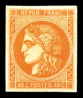** N°48, 40c Orange, Fraîcheur Postale. SUP (signé Brun/certificat)     Qualité: ** - 1870 Uitgave Van Bordeaux