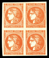 ** N°48, 40c Orange En Bloc De Quatre (2ex*), Grandes Marges, FRAÎCHEUR POSTALE, SUP (signé... - 1870 Uitgave Van Bordeaux