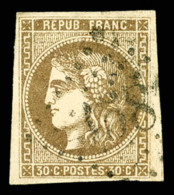 O N°47a, 30c Brun Clair Obl GC, TB (signé Scheller)   Cote: 270 Euros   Qualité: O - 1870 Emisión De Bordeaux
