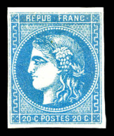 * N°46B, 20c Bleu Type III Rep 2. TB (signé Brun/certificat)   Cote: 1800 Euros   Qualité: * - 1870 Emisión De Bordeaux