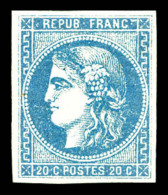 * N°46B, 20c Bleu Type III Rep 2. TTB (signé Brun/certificat)   Cote: 1800 Euros   Qualité: * - 1870 Emisión De Bordeaux