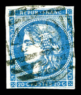 O N°45C, 20c Bleu, Obl Boite Mobile De La Manche. TTB     Qualité: O - 1870 Ausgabe Bordeaux
