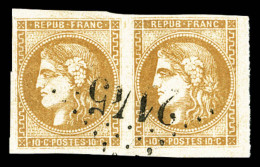 O N°43A, 10c Bistre En Paire, Belles Marges. TTB   Cote: 200 Euros   Qualité: O - 1870 Uitgave Van Bordeaux