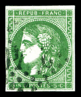 O N°42Be, 5c Vert Très Foncé, Nuance Extrême, Superbe (signé Brun/Calves)   Cote:... - 1870 Ausgabe Bordeaux