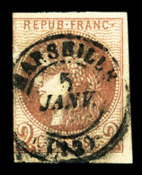 O N°40Aa, 2c Chocolat Report 1, Marge De Gauche Effleurée Sinon TB (signé/certificat)   Cote:... - 1870 Ausgabe Bordeaux