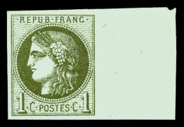 ** N°39C, 1c Olive Report 3 Bdf Latéral, Fraîcheur Postale. SUP (certificat)     Qualité:... - 1870 Bordeaux Printing