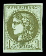 ** N°39A, 1c Olive Report 1, Fraîcheur Postale, SUP (certificat)     Qualité: ** - 1870 Uitgave Van Bordeaux