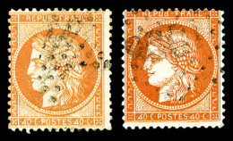 O N°38d, 40c Jaune-orange Et 40c Orange Foncé: Les 2 Exemplaires '4' Retouchés, TB (certificat)  ... - 1870 Belagerung Von Paris