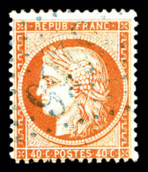 O N°38, 40c Orange Oblitération Gros Chiffres Bleu '5156' (CAVALLE), Rare Et Superbe... - 1870 Assedio Di Parigi