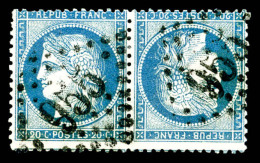 O N°37d, 20c Bleu Sur Jaunâtre En PAIRE TÊTE-BÊCHE Obl GC 955, TB (signé... - 1870 Asedio De Paris