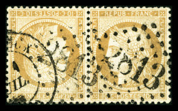 O N°36b, 10c Bistre-jaune En Paire Tête-bêche Horizontale Obl GC + Càd, TTB (signé... - 1870 Beleg Van Parijs