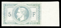 ** N°33c, 5F Violet-gris Non Dentelé, Bord De Feuille Latéral Droit, Fraîcheur Postale,... - 1863-1870 Napoléon III Lauré