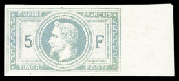 ** N°33c, 5F Violet-gris Non Dentelé, Bord De Feuille Latéral Droit, Fraîcheur Postale,... - 1863-1870 Napoleon III With Laurels