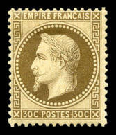 * N°30a, 30c Brun-clair, Très Fraîs. SUP (signé Brun/certificat)   Cote: 1200 Euros  ... - 1863-1870 Napoleone III Con Gli Allori