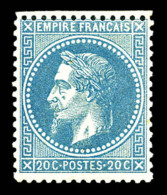 ** N°29B, 20c Bleu Type II. TB (signé Brun)     Qualité: ** - 1863-1870 Napoléon III Con Laureles