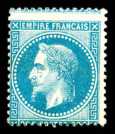 ** N°29, 20c Bleu, Piquage à Cheval, TB (certificat)     Qualité: ** - 1863-1870 Napoléon III Lauré