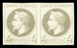 * N°27Bf, Rothschild, 4c Gris Non Dentelé En Paire Horizontale, TTB (certificat)   Cote: 570 Euros  ... - 1863-1870 Napoléon III Con Laureles