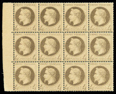 ** N°27, 4c Gris, BLOC DE 12, Bord De Feuille Latéral Gauche, Fraîcheur Postale, SUPERBE... - 1863-1870 Napoleon III With Laurels