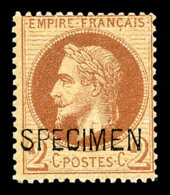 * N°26Be, 2c Rouge-brun Surchargé 'SPECIMEN'. TTB (signé Brun/certificat)   Cote: 400 Euros  ... - 1863-1870 Napoleone III Con Gli Allori