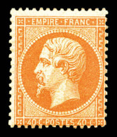 * N°23b, 40c Orange Vif, Très Frais. TTB (certificat)   Cote: 3250 Euros   Qualité: * - 1862 Napoléon III.