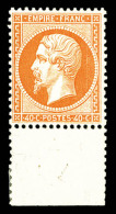 ** N°23b, 40c Orange Vif, Bord De Feuille Inférieur, Très Bon Centrage, Fraîcheur Postale.... - 1862 Napoleon III
