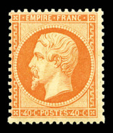 ** N°23, 40c Orange, Fraîcheur Postale. SUPERBE (certificat)     Qualité: ** - 1862 Napoléon III