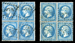 O N°22, 20c Empire Dentelé: 2 Bd4, Bleu Et Bleu Foncé, TB   Cote: 200 Euros   Qualité: O - 1862 Napoleon III