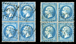 O N°22, 20c Empire Dentelé: 2 Bd4, Bleu Et Bleu Foncé, TB   Cote: 200 Euros   Qualité: O - 1862 Napoléon III.