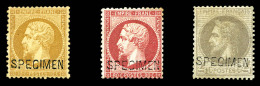 * N°21c/27Bg, 10c Bistre (N°21c), 80c Rose (N°24d) Et 4c Lauré (N°27Bg), Les 3 Ex... - 1862 Napoléon III.