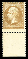 ** N°21, 10c Bistre: VARIÉTÉ PIQUAGE DECALE (timbre Plus Grand), Bas De Feuille, FRAÎCHEUR... - 1862 Napoleon III