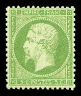 ** N°20, 5c Vert, Fraîcheur Postale, SUP (signé Calves/certificat)     Qualité: ** - 1862 Napoleon III