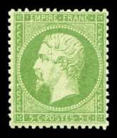 ** N°20, 5c Vert, Fraîcheur Postale, SUP (signé Calves/certificat)     Qualité: ** - 1862 Napoléon III.