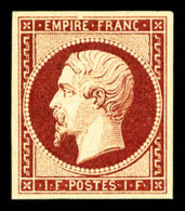 * N°18g, 1F CARMIN VELOURS, Gomme Parfaite Avec Infime Trace De Charnière, Fraîcheur Postale.... - 1853-1860 Napoléon III.