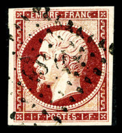 O N°18a, 1F Carmin Foncé, Quatre Jolies Marges, TTB (signé Calves/certificat)   Cote: 4500 Euros ... - 1853-1860 Napoléon III