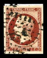 O N°18, 1F Carmin Oblitéré "DS2" Sur Fragment, Belle Nuance, TB (certificat)   Cote: 3250 Euros  ... - 1853-1860 Napoleon III